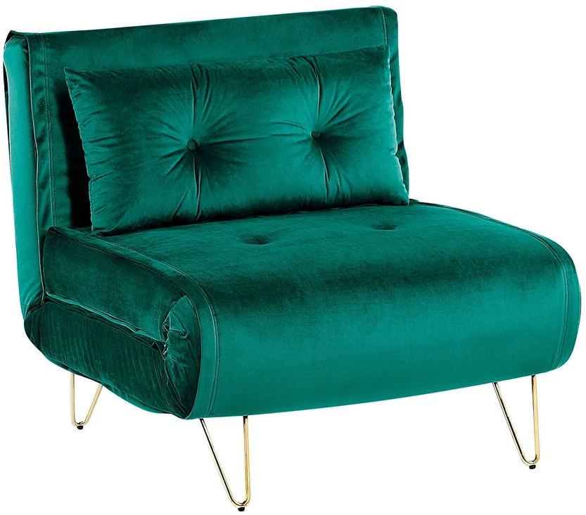 Fotelis Beliani Vienvietė išskleidžiama sofa VESTFOLD, tamsiai žalios spalvos veliūras
