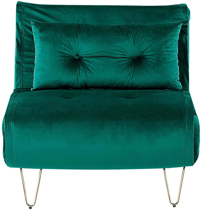 Fotelis Beliani Vienvietė išskleidžiama sofa VESTFOLD, tamsiai žalios spalvos veliūras