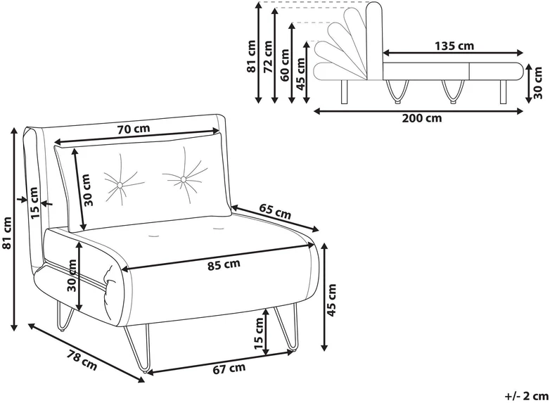 Beliani Vienvietė išskleidžiama sofa VESTFOLD, rožinė, veliūrinė