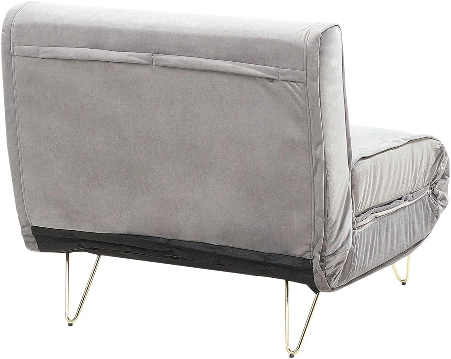 Beliani Vienvietė išskleidžiama sofa VESTFOLD, veliūrinė, pilka