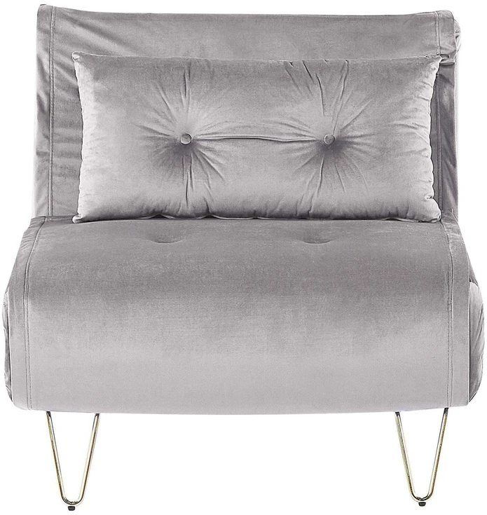 Beliani Vienvietė išskleidžiama sofa VESTFOLD, veliūrinė, pilka