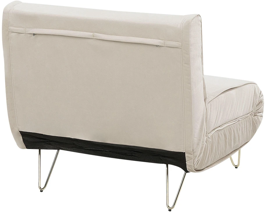 Beliani Vienvietė išskleidžiama sofa VESTFOLD, veliūrinė, smėlio spalvos