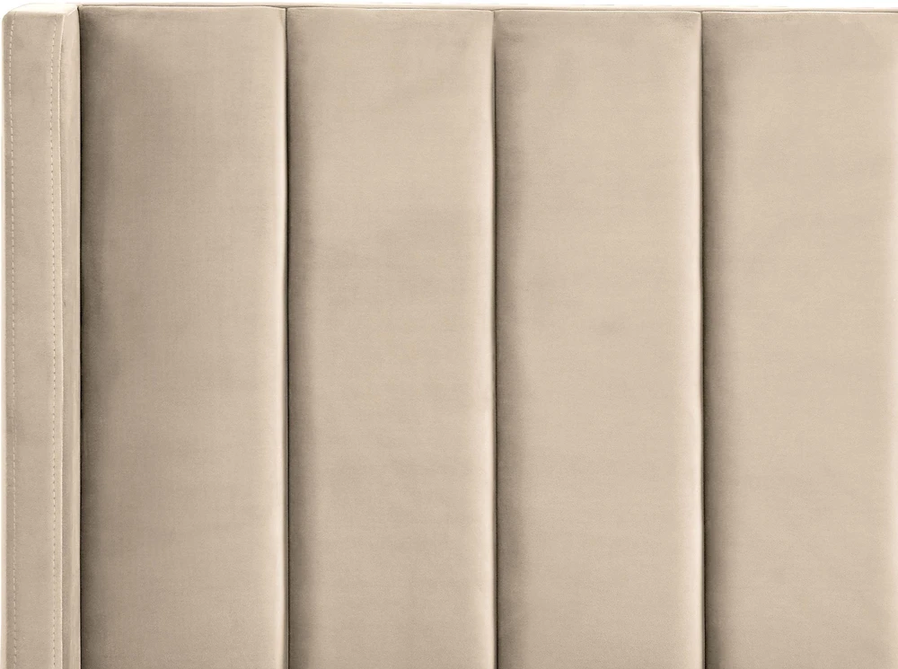 Beliani VILLETTE veliūrinė lova 140 x 200 cm smėlio spalvos