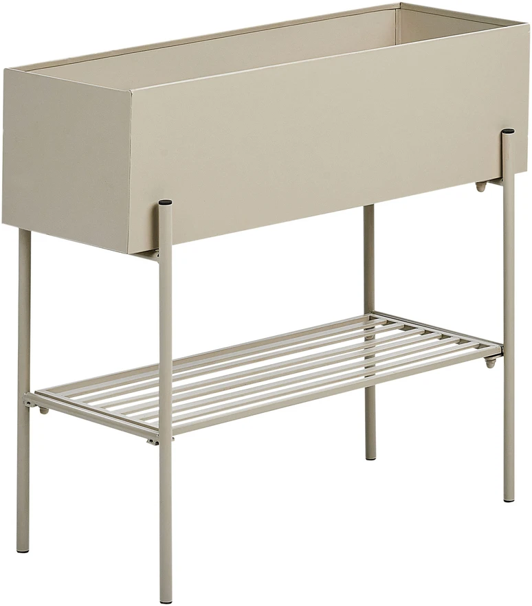 Beliani VINCA 70 cm metalinis vazonas ant kojelių, smėlio spalvos