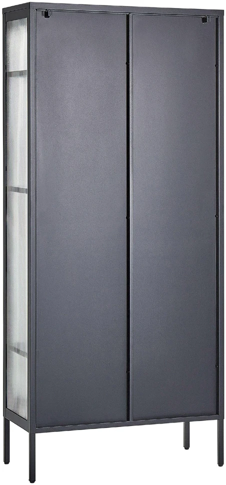 Beliani Vitrina „FOXTON“ su stikline spintele, 80 cm, metalinė, juoda