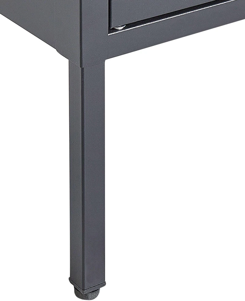 Beliani Vitrina „FOXTON“ su stikline spintele, 80 cm, metalinė, juoda