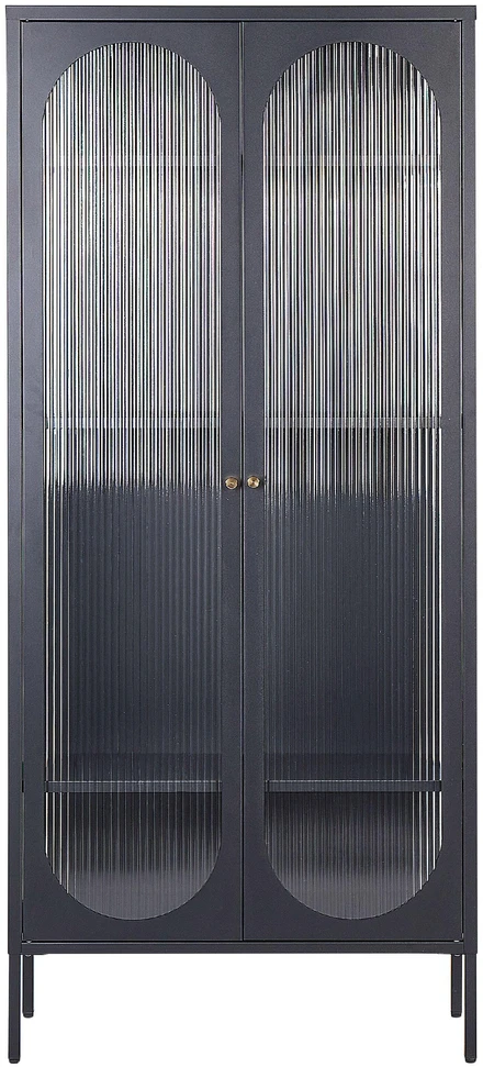 Beliani Vitrina „FOXTON“ su stikline spintele, 80 cm, metalinė, juoda