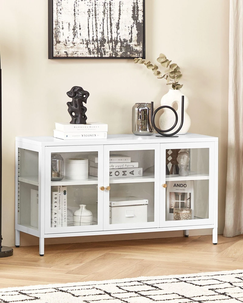 Beliani Vitrina NEWPORT, Metalinė, 115 cm, Balta