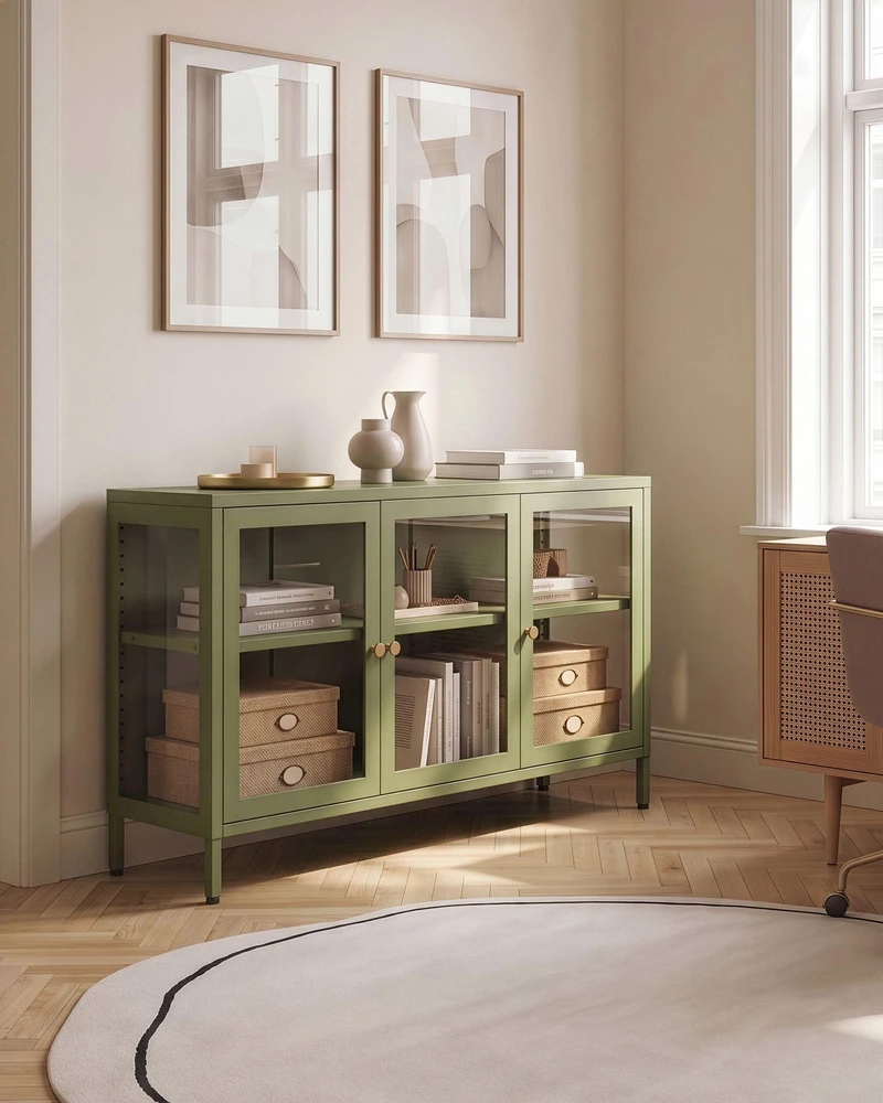 Beliani Vitrina NEWPORT metalinė 115 cm žalia