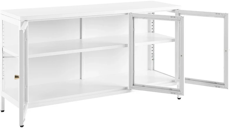 Beliani Vitrina NEWPORT, Metalinė, 115 cm, Balta