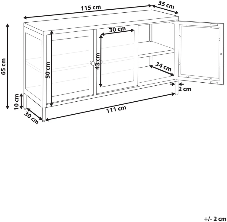Beliani Vitrina NEWPORT, Metalinė, 115 cm, Balta