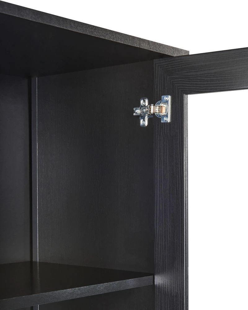 Beliani Vitrina su stikline dalimi NORNALUP 80 cm, juoda