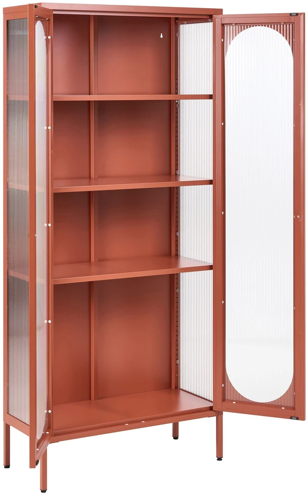 Beliani Vitrina su stikline spintele FOXTON Metal 80 cm, auksinė ruda