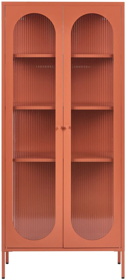 Beliani Vitrina su stikline spintele FOXTON Metal 80 cm, auksinė ruda