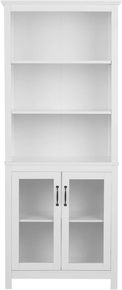 Beliani Vitrina su stikline spintele LUSBY 75 cm balta