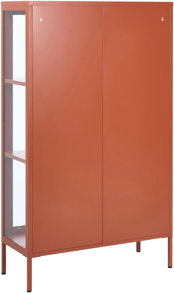 Beliani Vitrina su stikline spintele NASH metalinė 90 cm aukso ruda