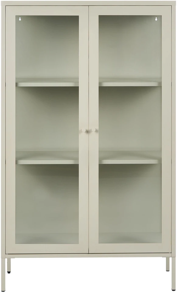 Beliani Vitrina su stikline spintele NASH Metal 90 cm šviesiai smėlio spalvos