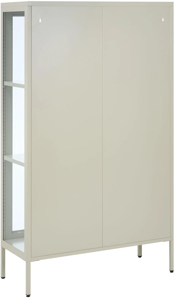Beliani Vitrina su stikline spintele NASH Metal 90 cm šviesiai smėlio spalvos