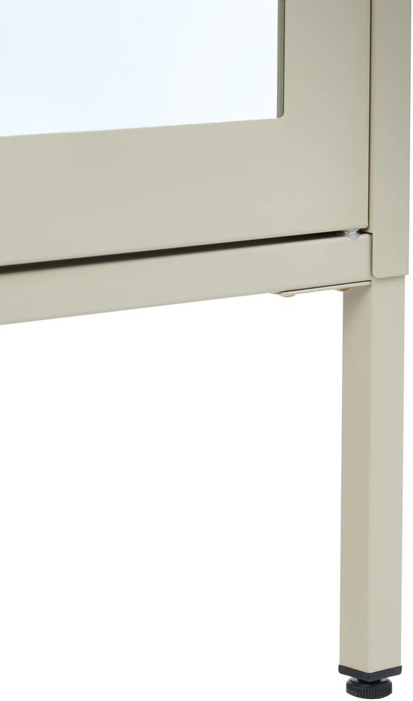 Beliani Vitrina su stikline spintele NASH Metal 90 cm šviesiai smėlio spalvos
