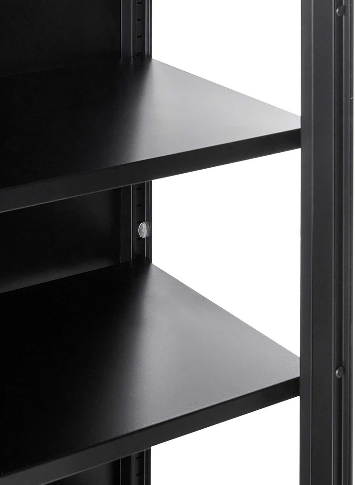 Beliani Vitrina su stikline spintele OXTED, 80 cm, metalinė, juoda