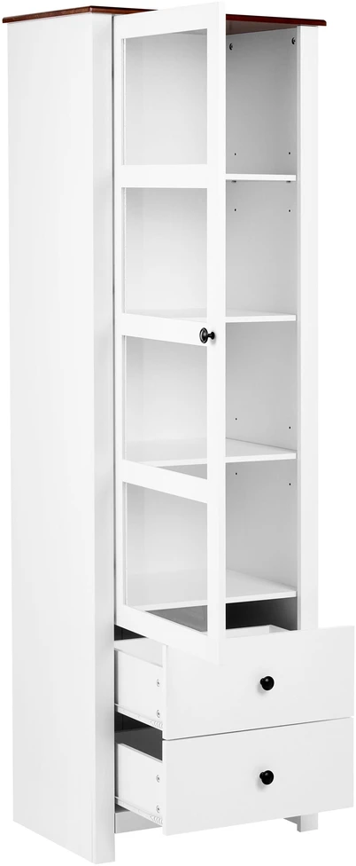 Beliani Vitrina su stikline spintele PIMBA 60 cm balta