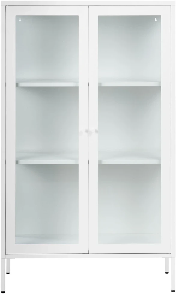 Beliani Vitrina su stiklinėmis durelėmis NASH Metal 90 cm balta