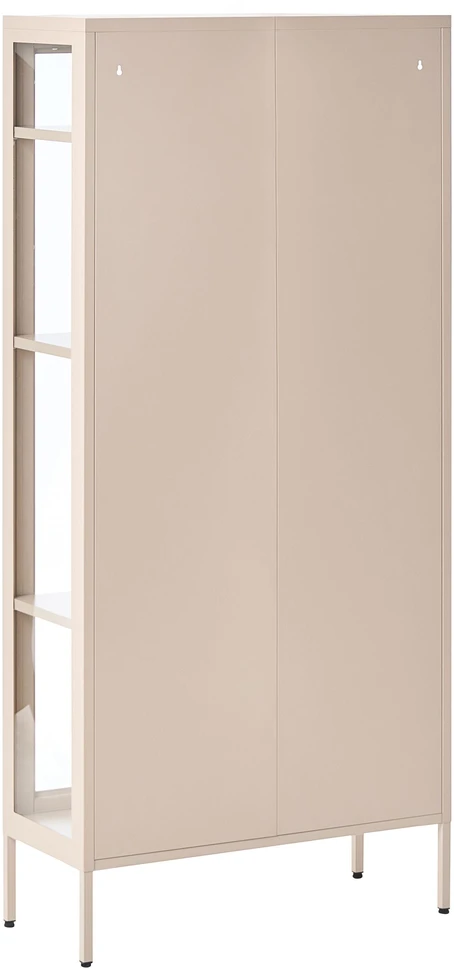 Beliani Vitrina su stiklinėmis durelėmis HARTY Metal 80 cm smėlio spalvos