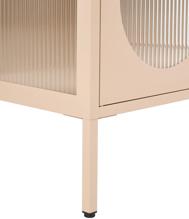 Beliani Vitrina su stiklinėmis durelėmis FOXTON Metal 80 cm smėlio spalvos