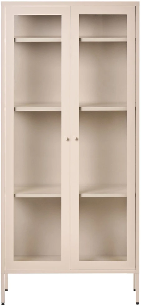 Beliani Vitrina su stiklinėmis durelėmis HARTY Metal 80 cm smėlio spalvos