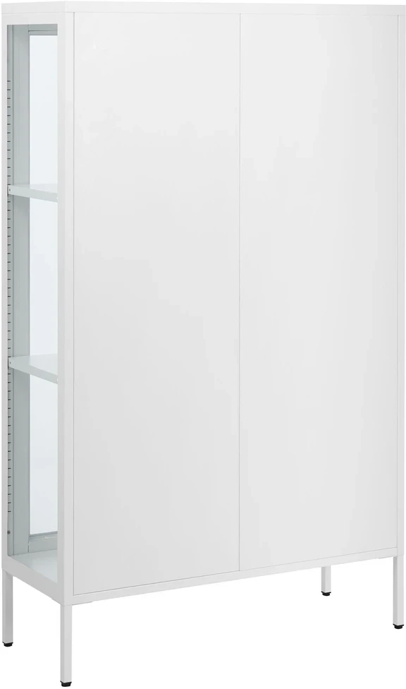Beliani Vitrina su stiklinėmis durelėmis NASH Metal 90 cm balta