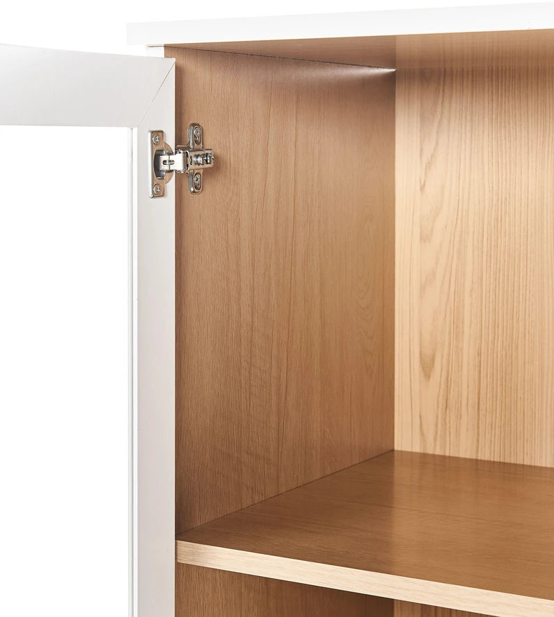 Beliani Vitrina su stiklinėmis durelėmis TINGLEDALE 40 cm balta