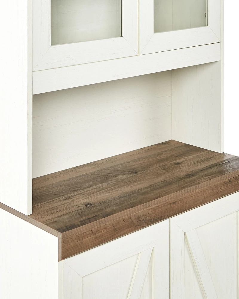 Beliani Vitrina su stiklinėmis durelėmis KALBARRI 80 cm, ruda / balta