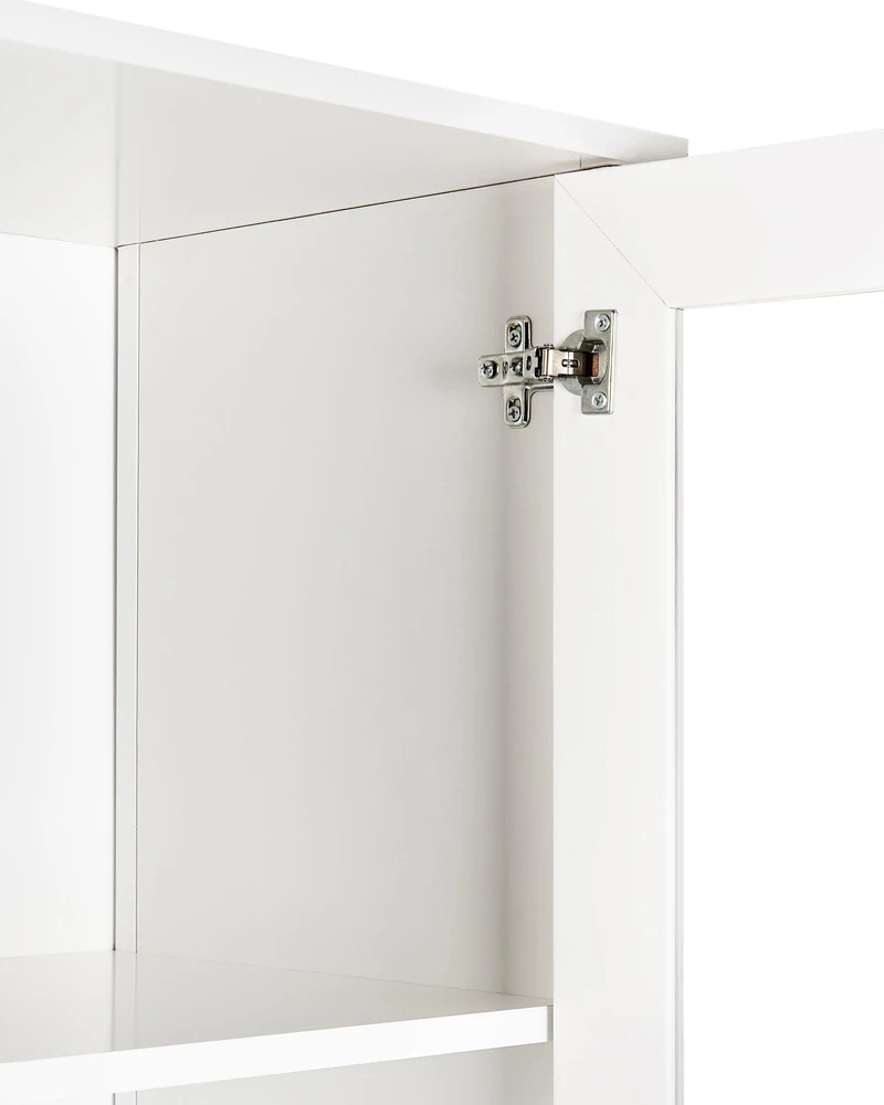 Beliani Vitrina su stiklinėmis durelėmis NORNALUP 80 cm, balta
