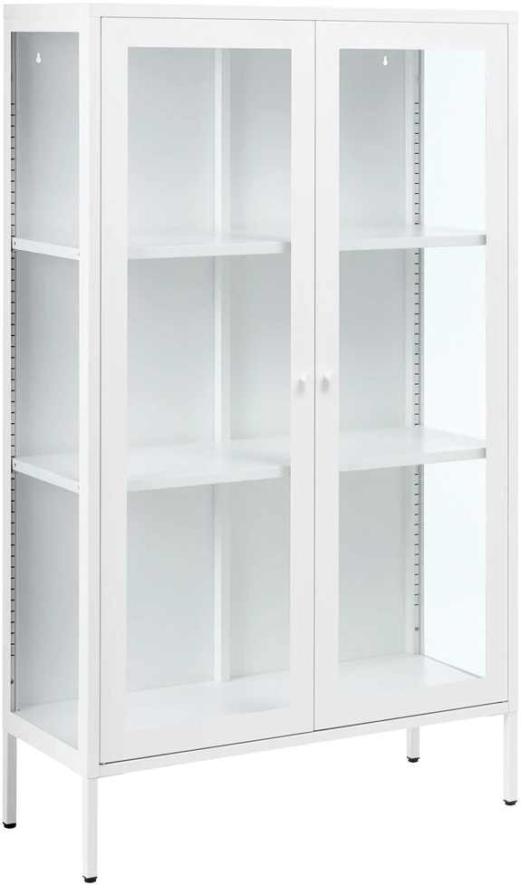 Beliani Vitrina su stiklinėmis durelėmis NASH Metal 90 cm balta