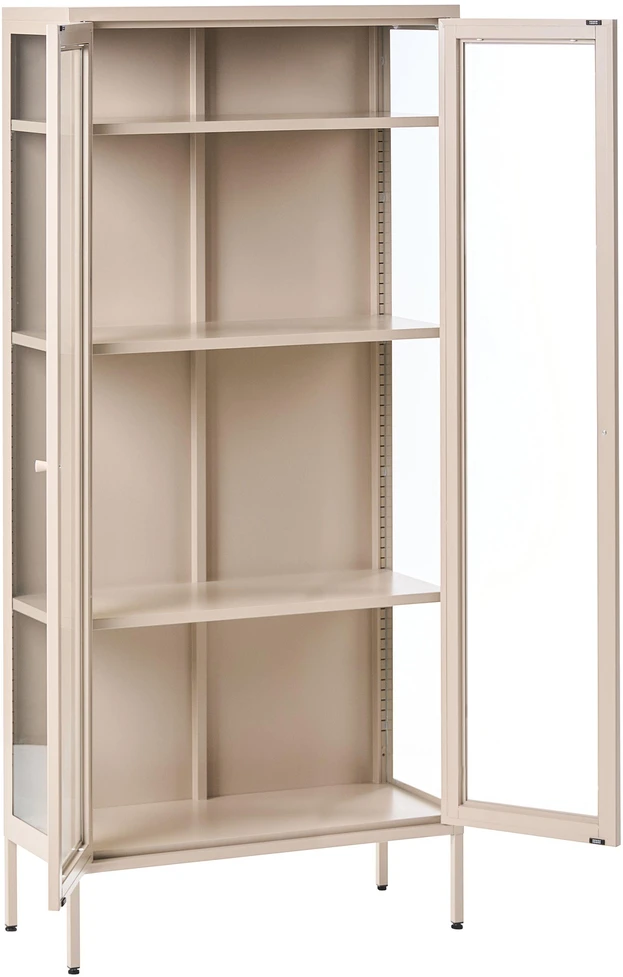 Beliani Vitrina su stiklinėmis durelėmis HARTY Metal 80 cm smėlio spalvos