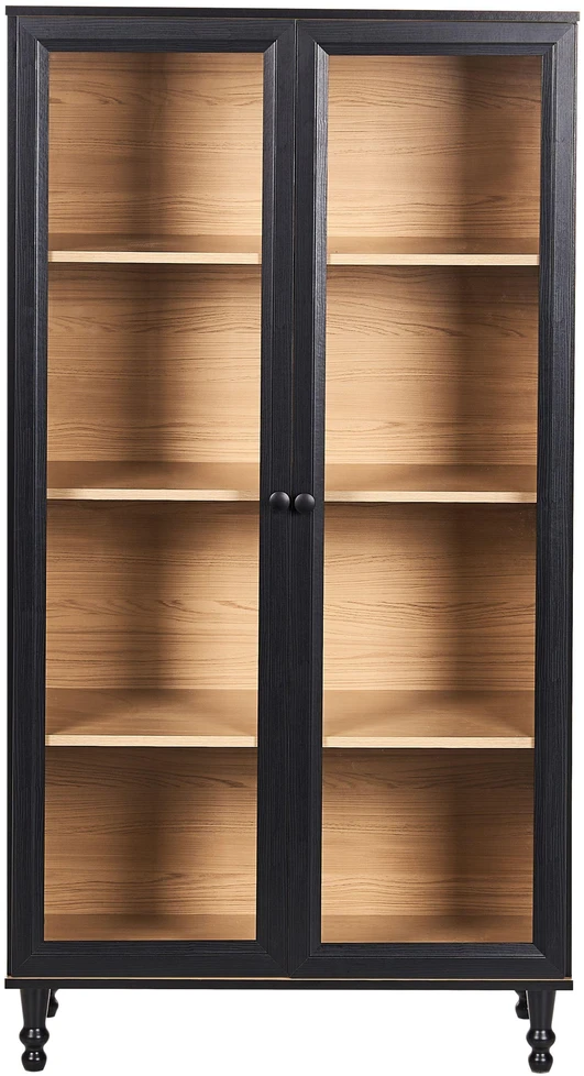 Beliani Vitrina su stiklinėmis durelėmis TINGLEDALE 80 cm juoda