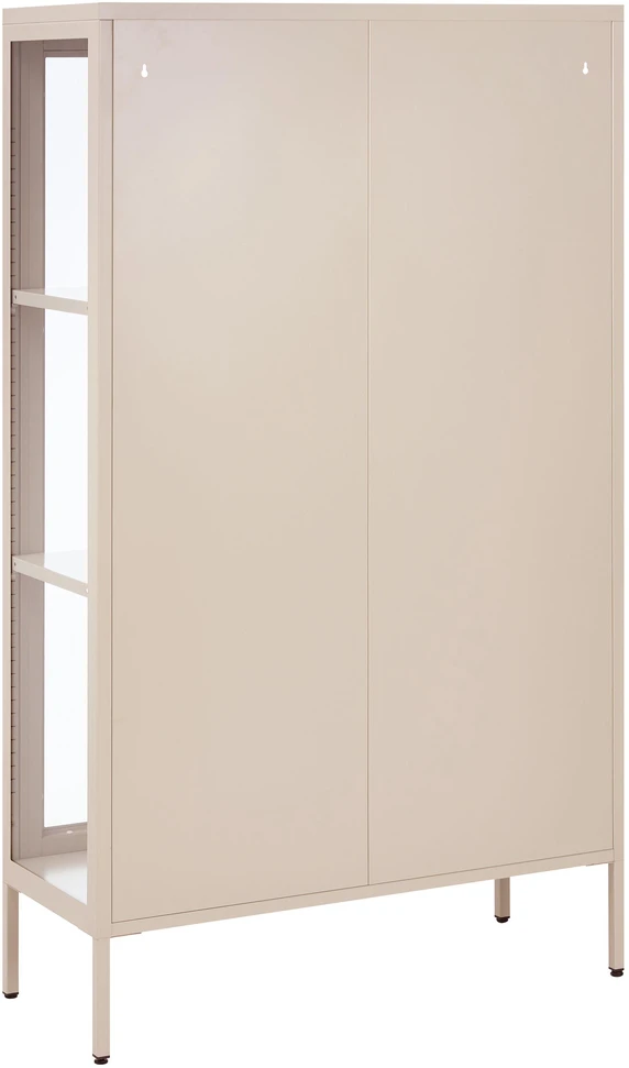 Beliani Vitrina su stiklinėmis durelėmis NASH Metal 90 cm smėlio spalvos