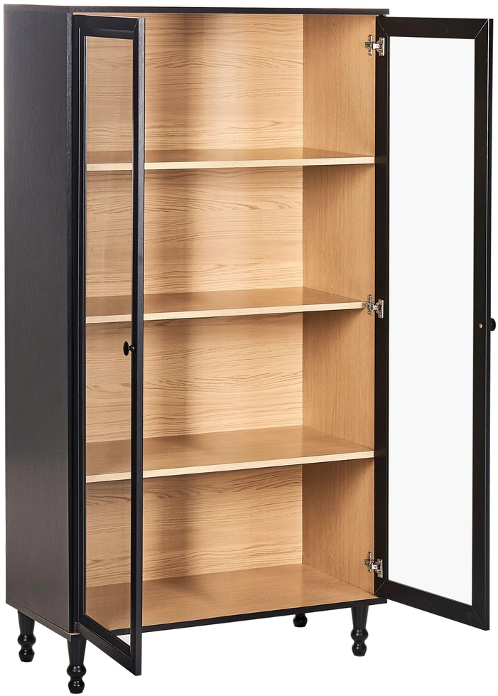Beliani Vitrina su stiklinėmis durelėmis TINGLEDALE 80 cm juoda