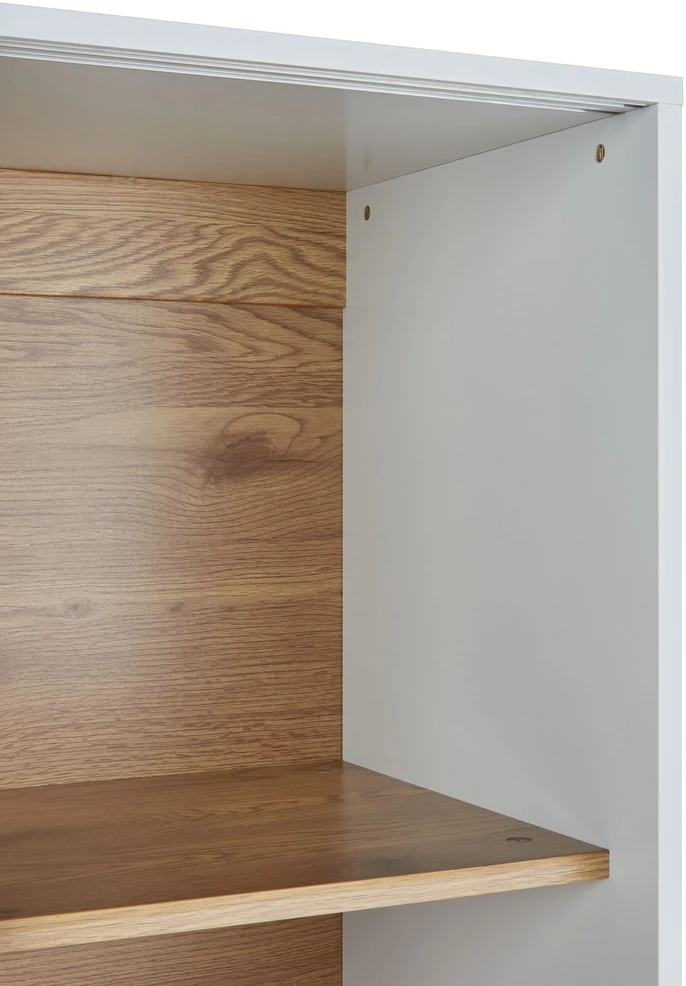 Beliani Vitrina su stiklinėmis durelėmis RUMSON 80 cm, balta