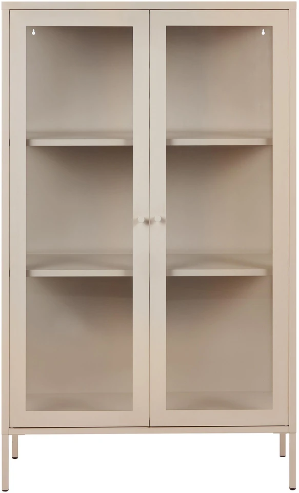 Beliani Vitrina su stiklinėmis durelėmis NASH Metal 90 cm smėlio spalvos