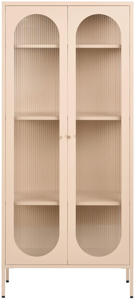 Beliani Vitrina su stiklinėmis durelėmis FOXTON Metal 80 cm smėlio spalvos