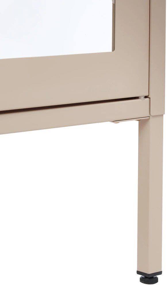 Beliani Vitrina su stiklinėmis durelėmis NASH Metal 90 cm smėlio spalvos