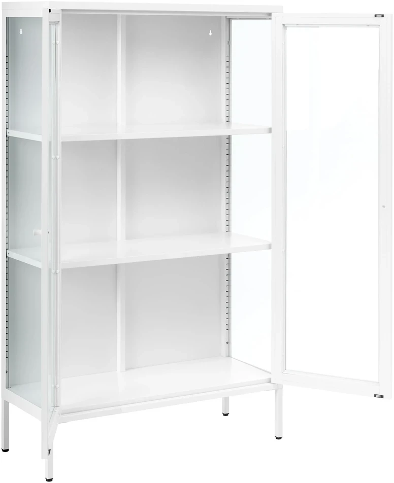 Beliani Vitrina su stiklinėmis durelėmis NASH Metal 90 cm balta