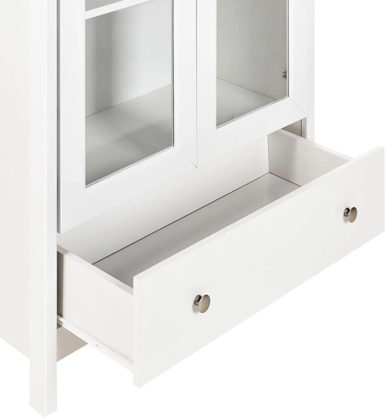 Beliani Vitrina su stiklinėmis durelėmis NORNALUP 80 cm, balta