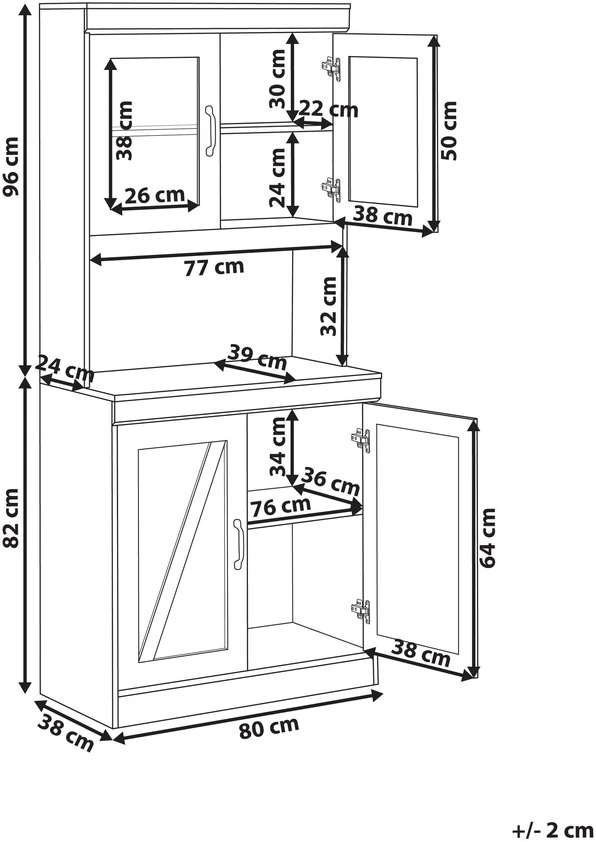 Beliani Vitrina su stiklinėmis durelėmis KALBARRI 80 cm, ruda / balta