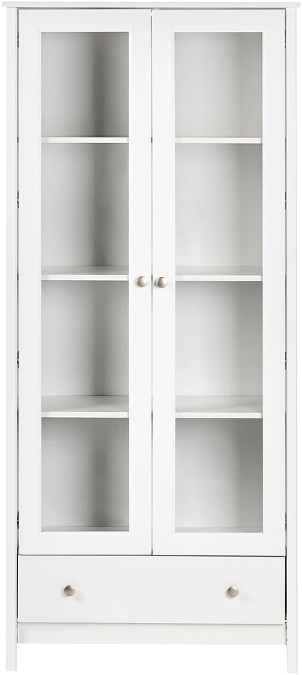 Beliani Vitrina su stiklinėmis durelėmis NORNALUP 80 cm, balta