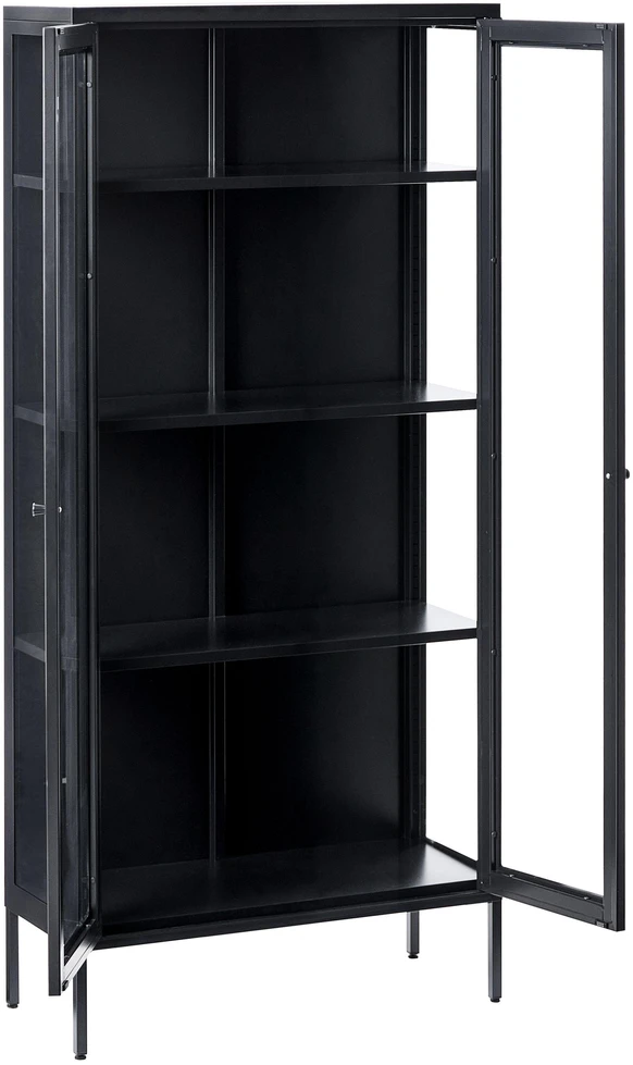 Beliani Vitrina su stiklinėmis durelėmis HARTY metalinė 80 cm juoda