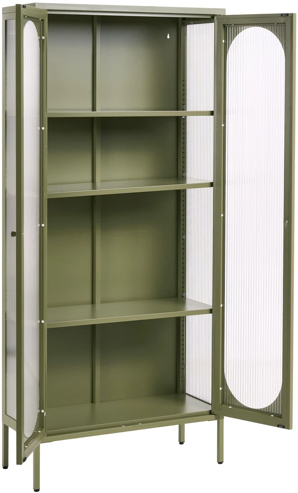 Beliani Vitrina su stiklinėmis durelėmis FOXTON Metal 80 cm žalia