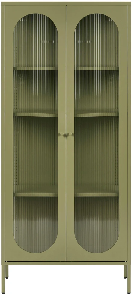 Beliani Vitrina su stiklinėmis durelėmis FOXTON Metal 80 cm žalia