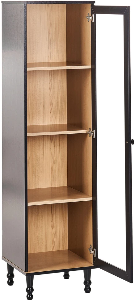 Beliani Vitrina su stiklinėmis durelėmis TINGLEDALE 40 cm juoda